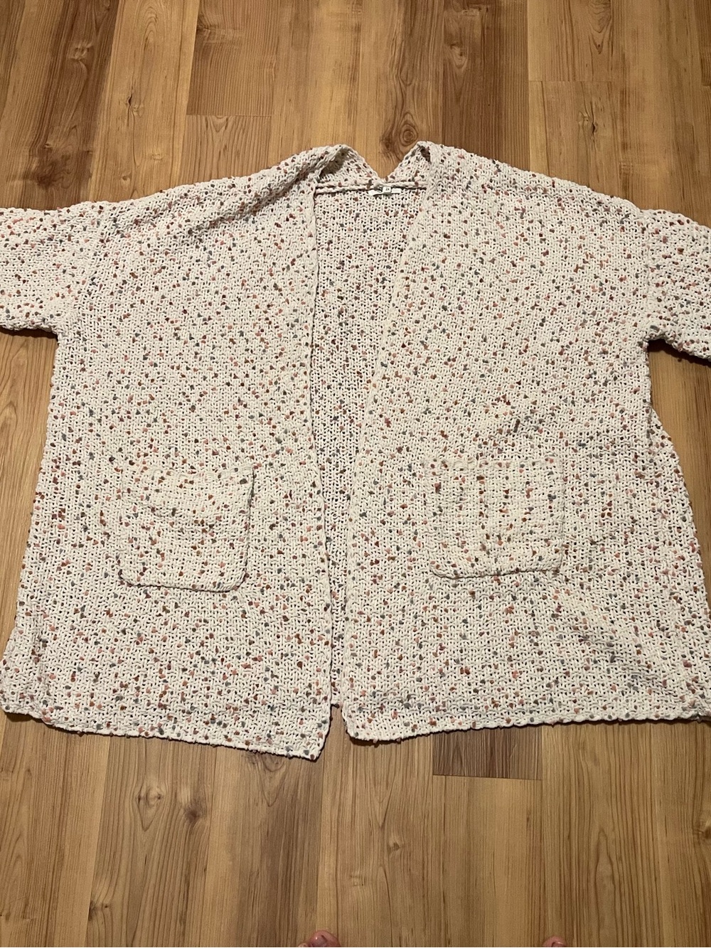 Maurices Cream Open-Front Speckled Knit cardigan